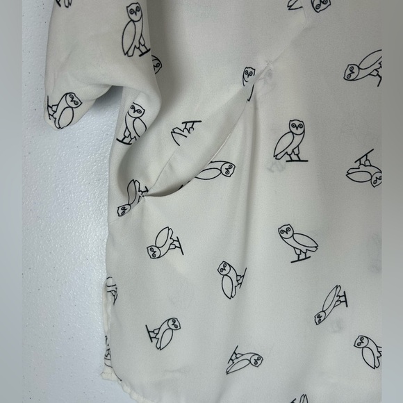 Lumiere White Sheer Shirt with Black Owl Design. Size Small. Whimsigoth. - Picture 3 of 8